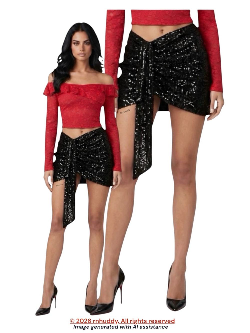 Lioness XS Black Sequin Mini Skirt